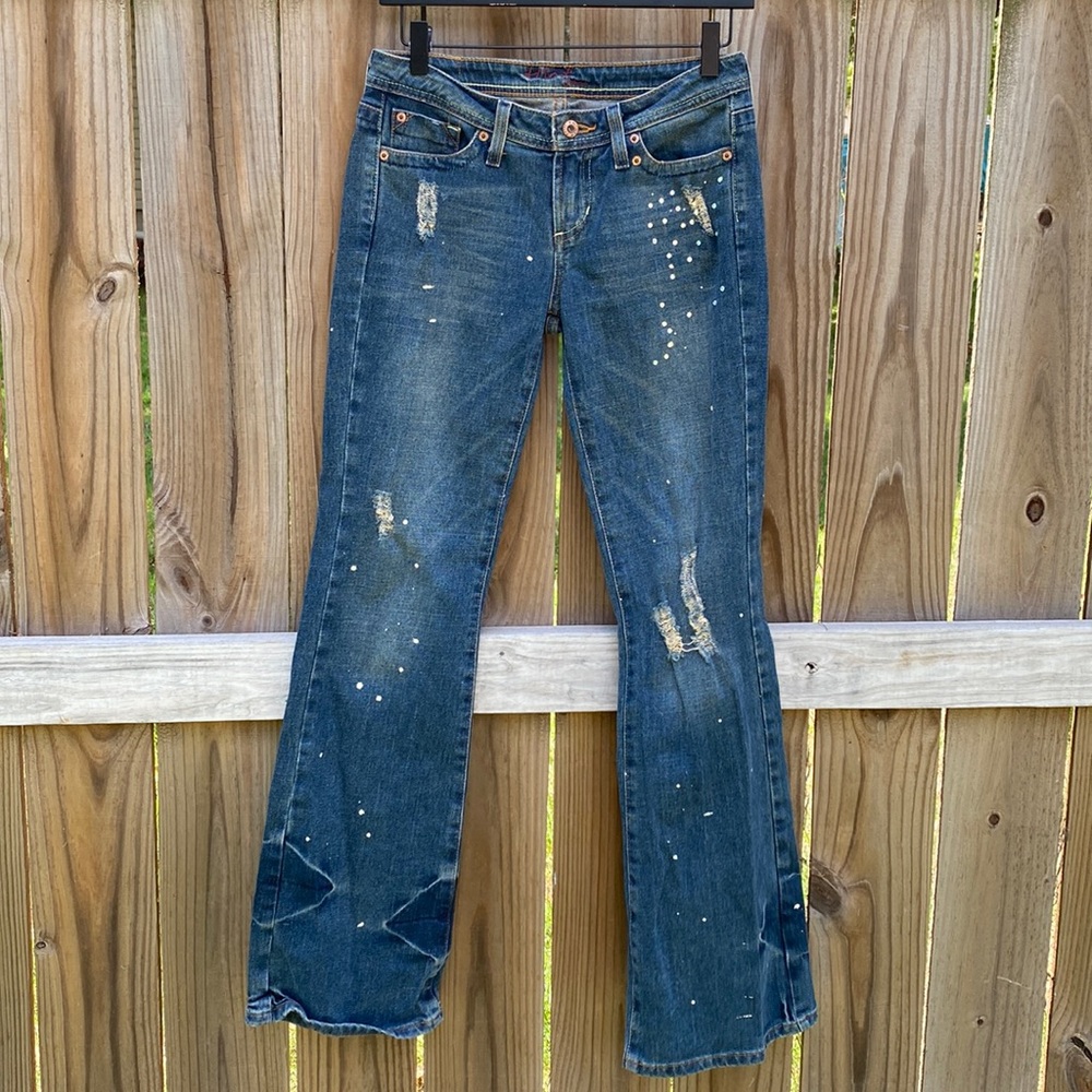 Hint Jeans Y2K Styled Bleached Wide Leg Jeans